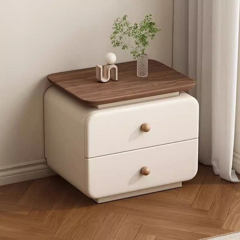 Installation-free cream small bedside cabinet casualfor home modern new arrival bedroom leather storage bedside table wooden adult