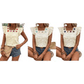 Ready-to-ship, export-quality, 1688 square-neck, crochet-trimmed, flutter-sleeve, solid-color women's top