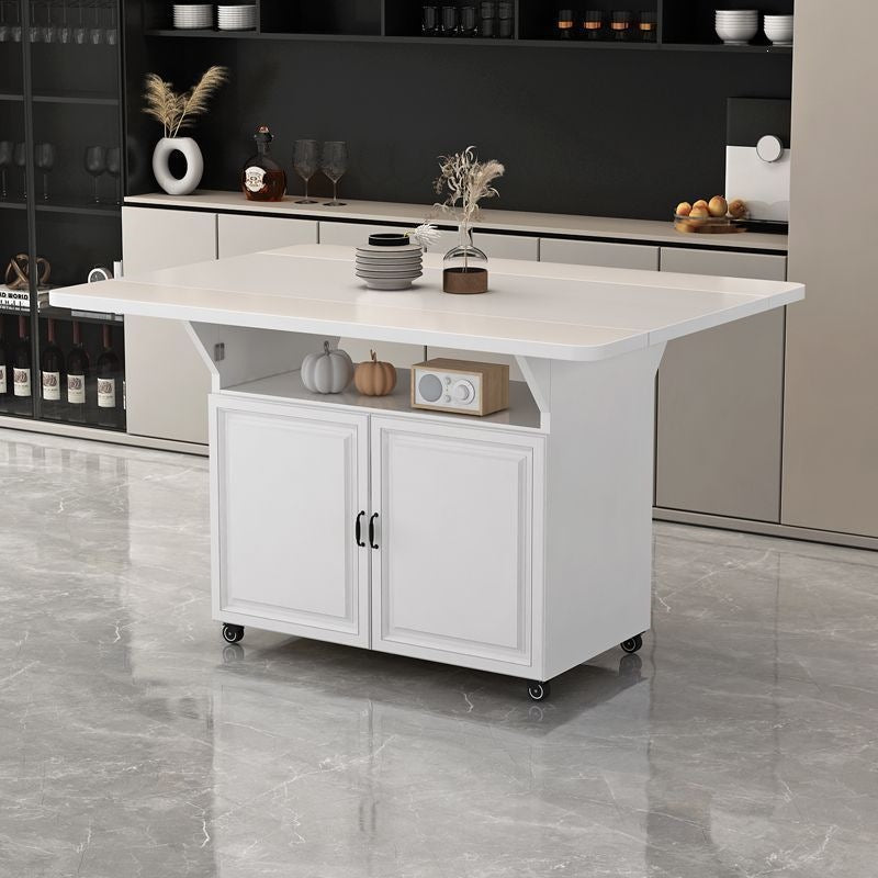Movable foldable dining table small apartment for home rectangular foldable island table multifunctional storage storage sideboard