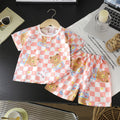 Summer children's cotton silk short-sleeve set: boys' loungewear, girls' cotton silk pajamas, baby air conditioning suit, wholesale children's clothing