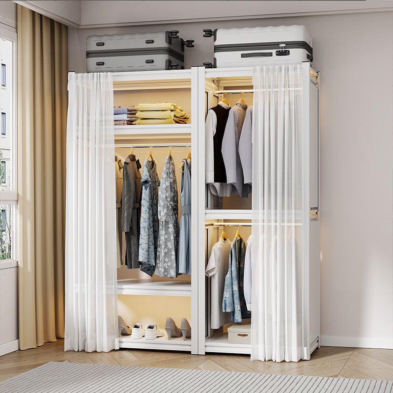 Shelf Wardrobe Stainless Steel Accessories Clothes Rod Open Hanger Floor Easy Assembly Indoor Wardrobe Storage