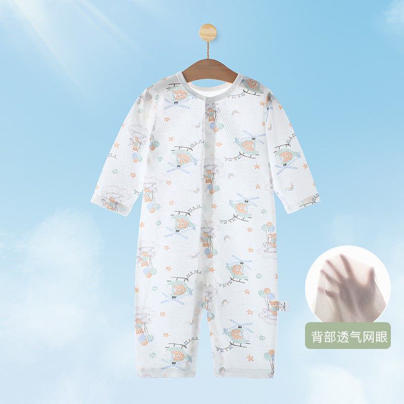 Newborn summer romper: baby long-sleeve loungewear for infants and toddlers - perfect for home, air conditioning, and crawling