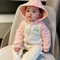 Baby autumn clothes one-piece small maruko raglan sleeves fleece-lined hooded one-piece rompers newborn spring & fall pajamas