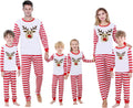 Ready-to-ship  cotton christmas pajamas - european & american style reindeer solid color print long sleeve family matching set