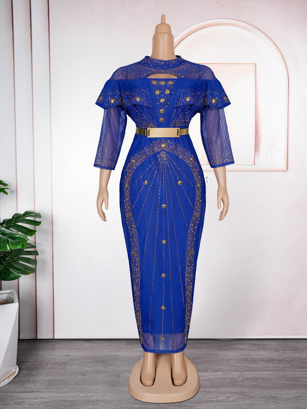 Fashion cross-border new arrival african  plus size women's dress fashion hot diamond beaded high waist hip skirt