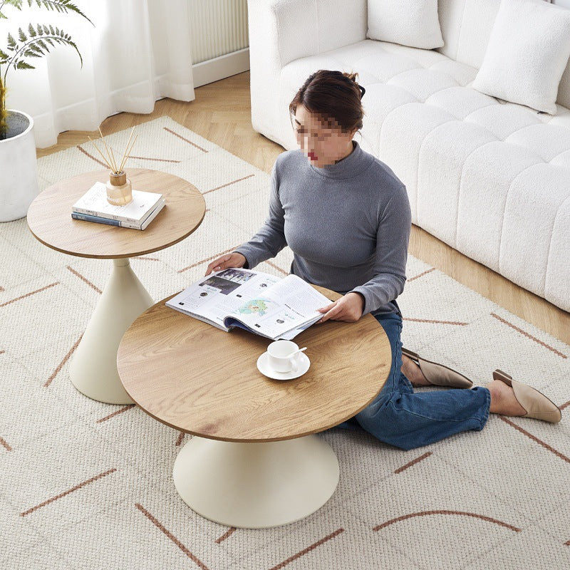 Cream style carbon steel coffee table for homenormcore living room small apartment modern casualclassy round movable side table