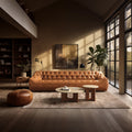 Bean bag sofa american retro oil wax living room medieval style three-person straight row small apartment first-layer cowhide sofa furniture