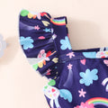 Kids' sleeveless square neck unicorn rainbow dress