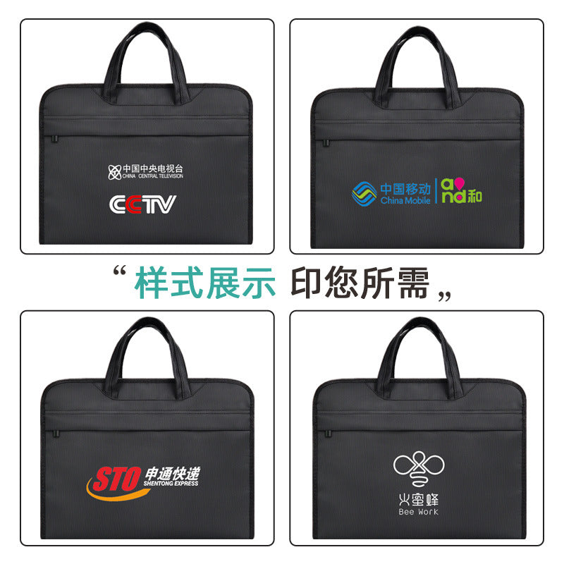 Large capacity double-layer office briefcase laptop bag conference document bag men's bag file bag business portfolio with printing option
