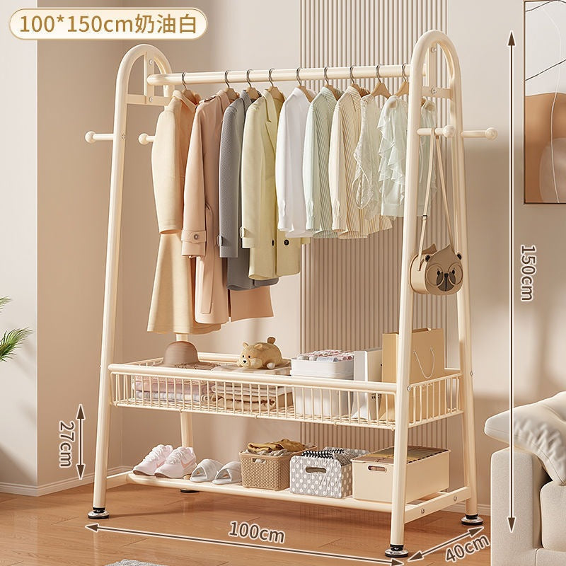 New arrival big mac extra thick floor-standing bedroom clothes hanger for home indoor clothes drying storage coat rack combination