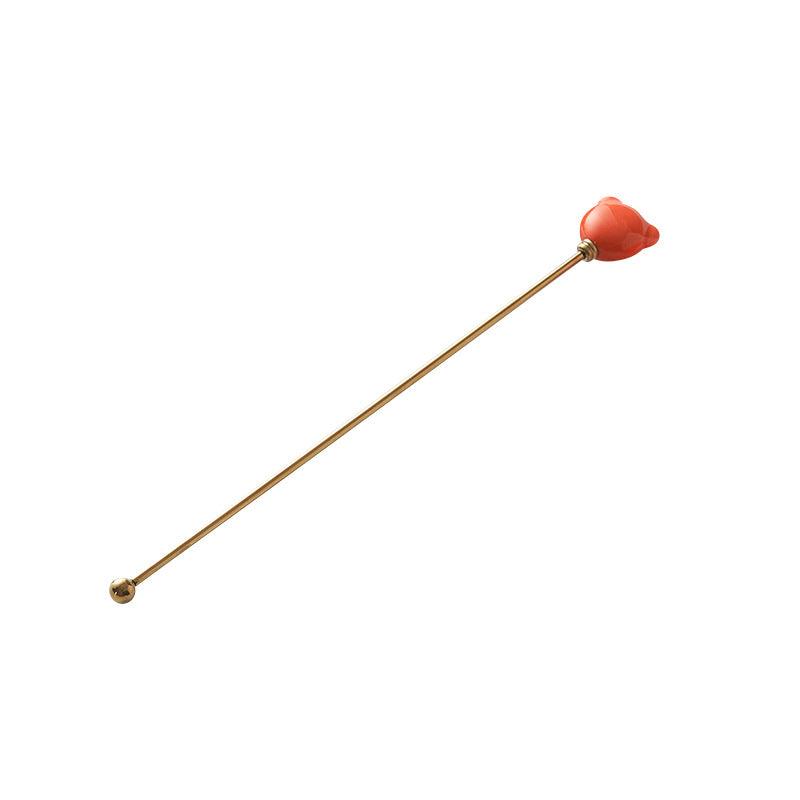 Candy-colored ceramic bear head stirring stick - anti-scald, high-style coffee stirrer & 304 stainless steel wine stirrer