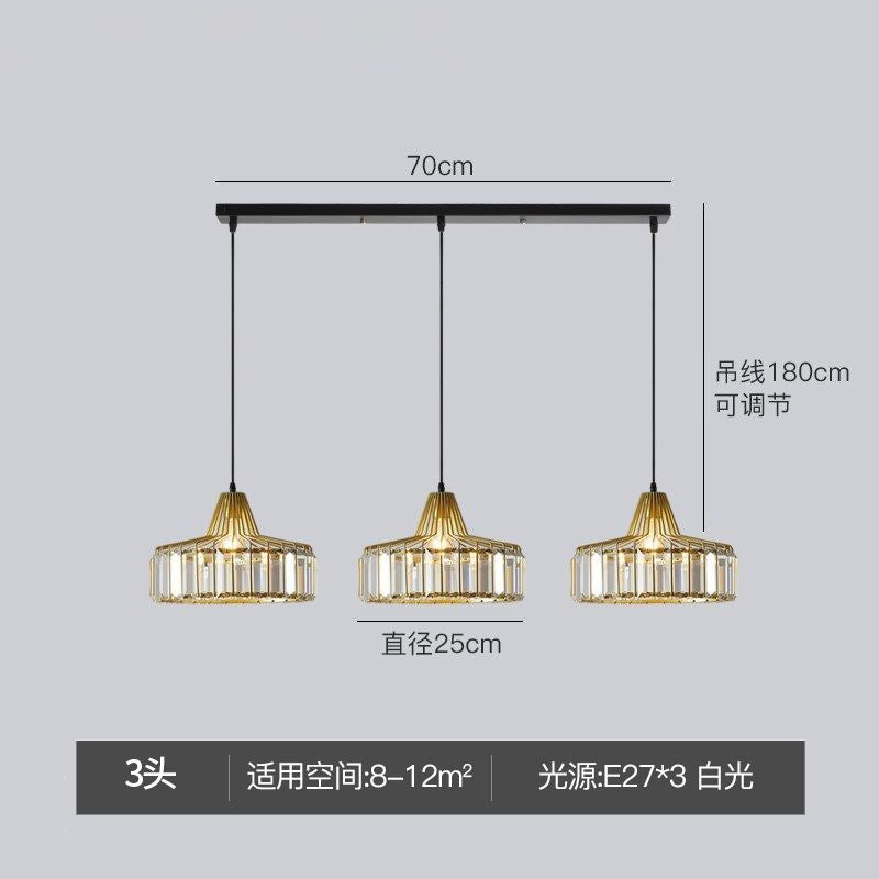 Modern minimalist bedroom bedside pendant light, simple bar counter entryway lighting, single-head suspension crystal chandelier