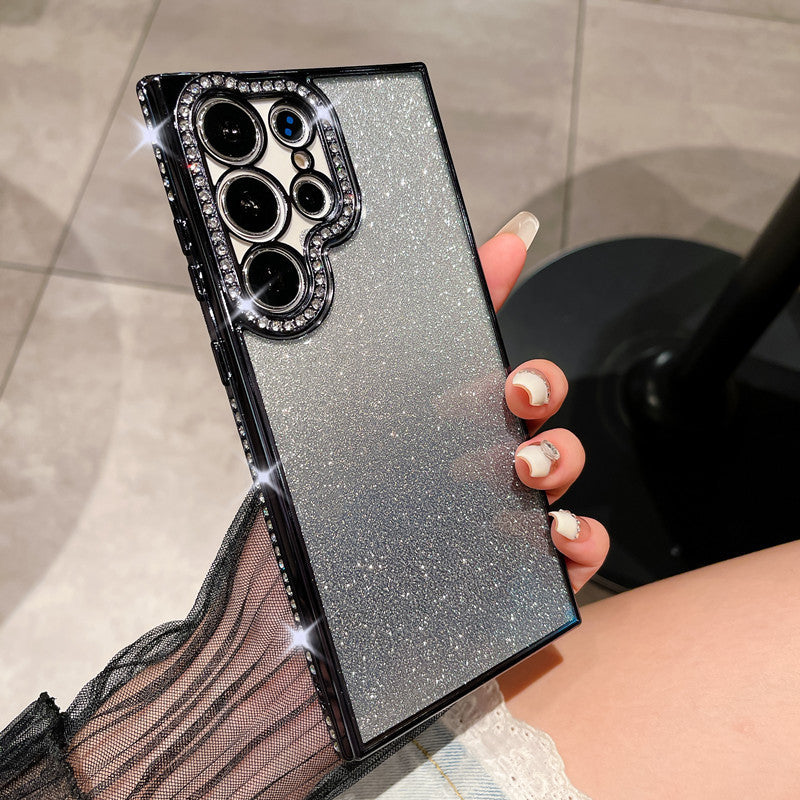 Suitable for samsung s26ultra mobile phone case glitter mirror magnetic holder s25 electroplated rhinestone protective cover s23+