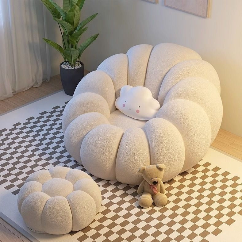 Cream style lazy sofa can lie down and sleep back chair pumpkin single sofa cashmere sofa chair fabric all-in-one