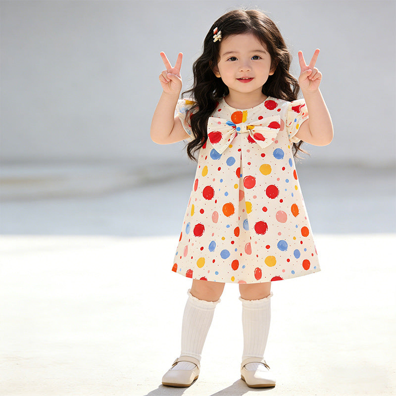 Girls' summer korean style new polka dot baby dress, stylish lightweight children's vest princess dress, summer outfit