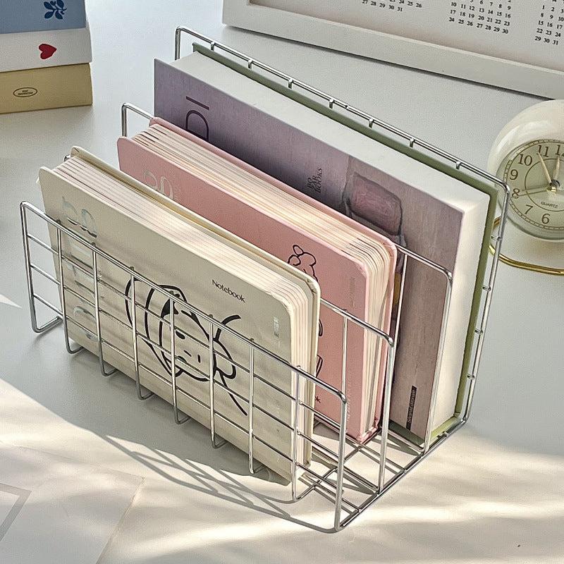 Desktop wrought iron rack ins wind simple office dormitory finishing rack metal bookstand desk storage rack