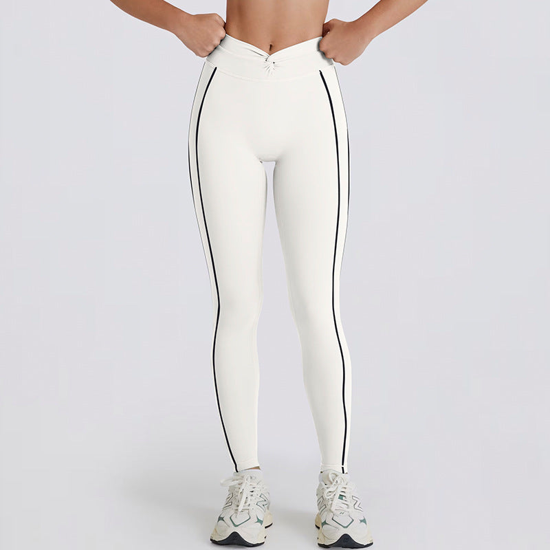 peach butt color matching tummy tightening tight yoga pants women's outwear running sports quick-drying fitness pants half lengthshorts
