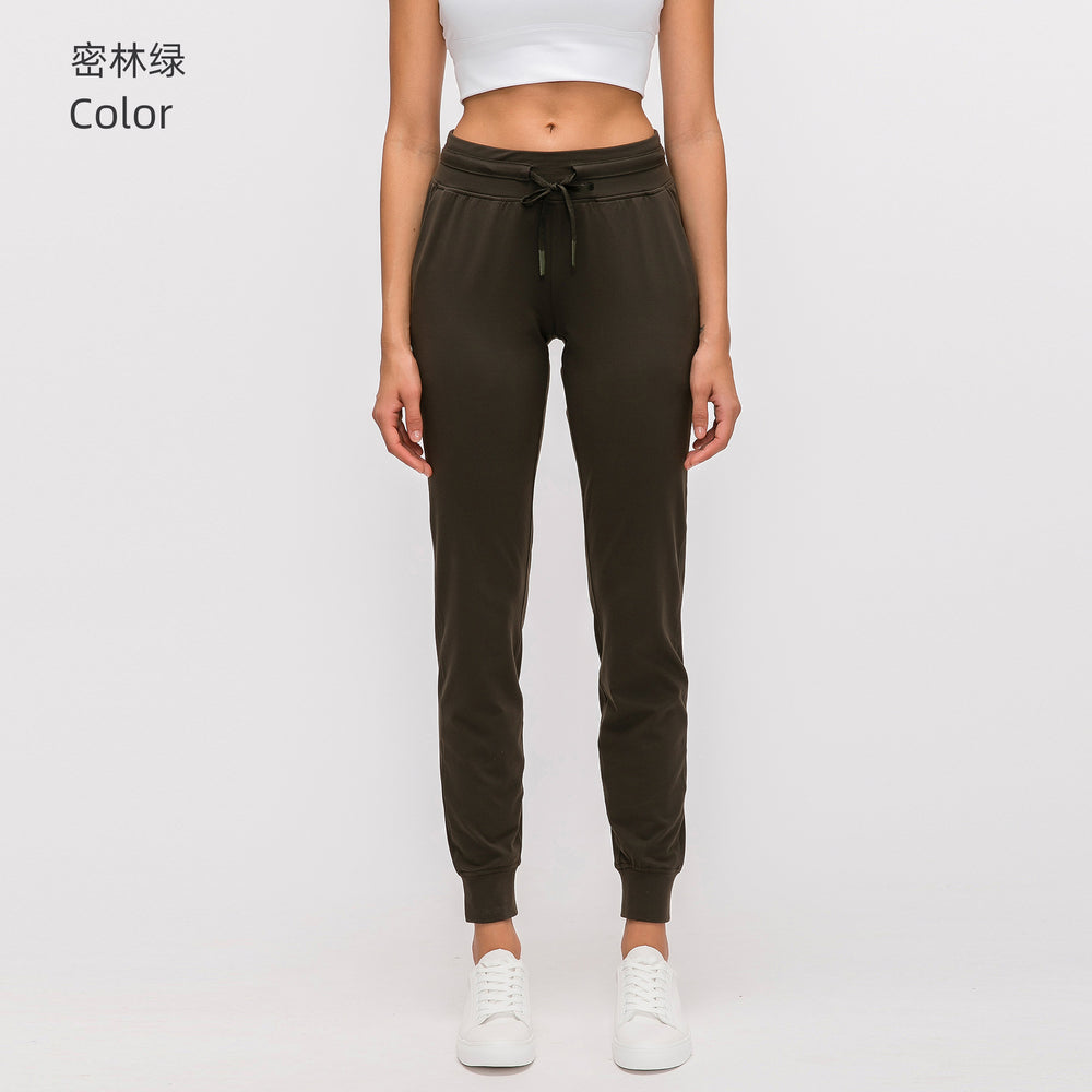 high waist yoga pants women's drawstring quick-drying elastic running fitness pants slimming look jogger pants sports pants d19069