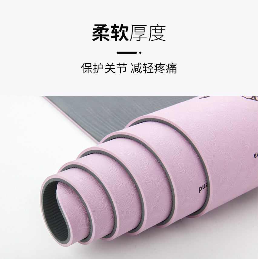 tpe yoga mat, men's fitness mat, professional anti-slip silent mat, sports printed movement training mat