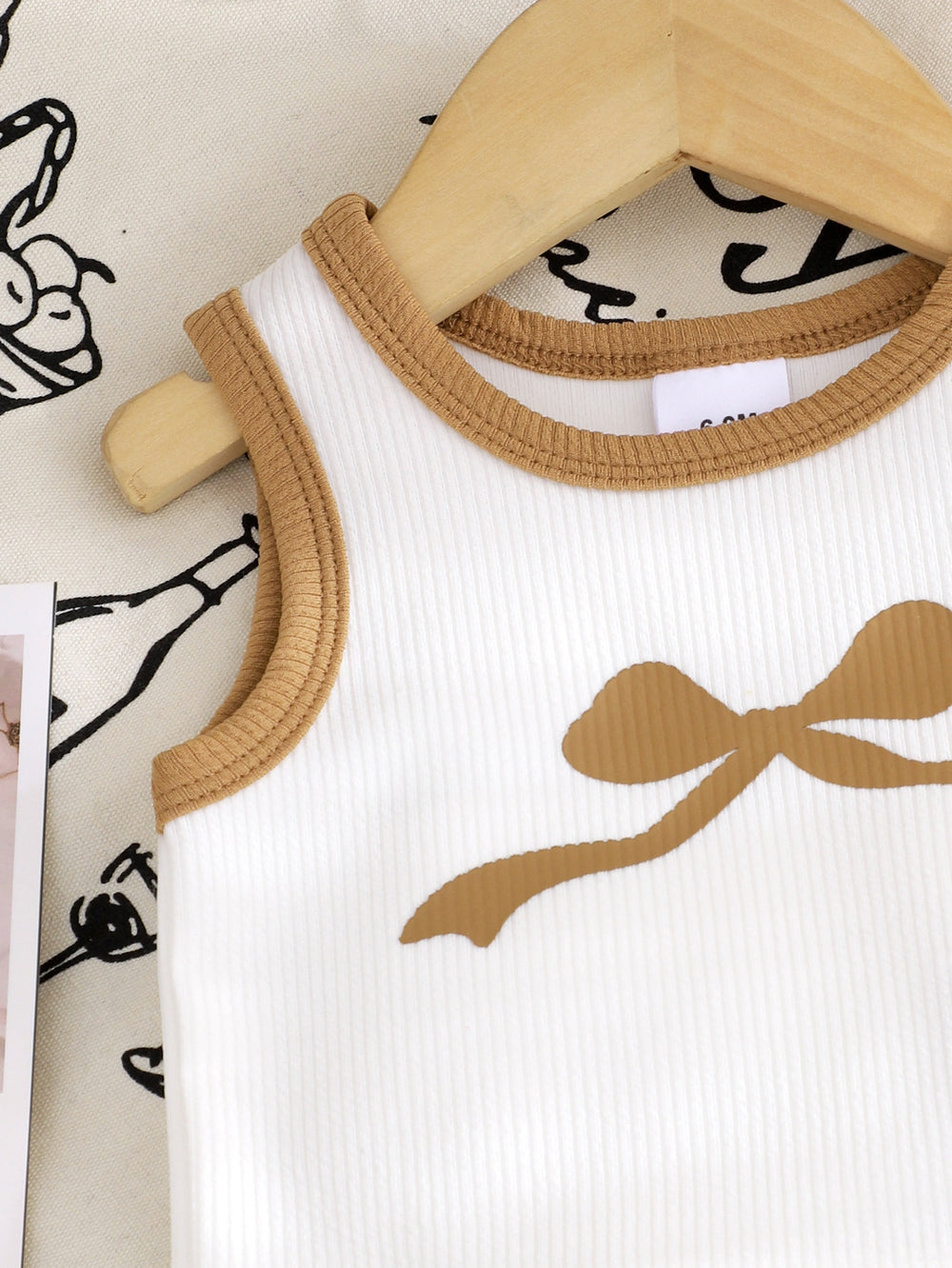Kids clothing cross-border exclusive for european and american girls new arrival children's white vest and brown pants two-piece set