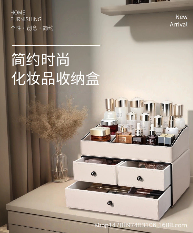Cosmetics storage box, desktop dust-proof household large-capacity dresser, skin care product rack, light luxury