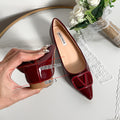 Metal v buckle patent leather nude flatsflats socialite style petites hidden heelflatsplus size women's shoes