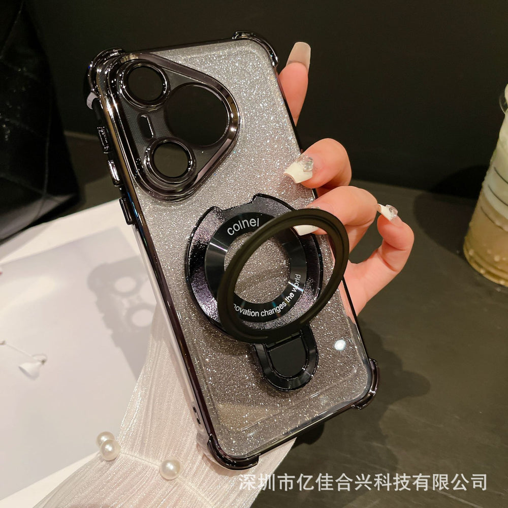 Huawei pura80 electroplated four corners suitable for honor magic8 gradient magnetic shield holder mobile phone case mate70