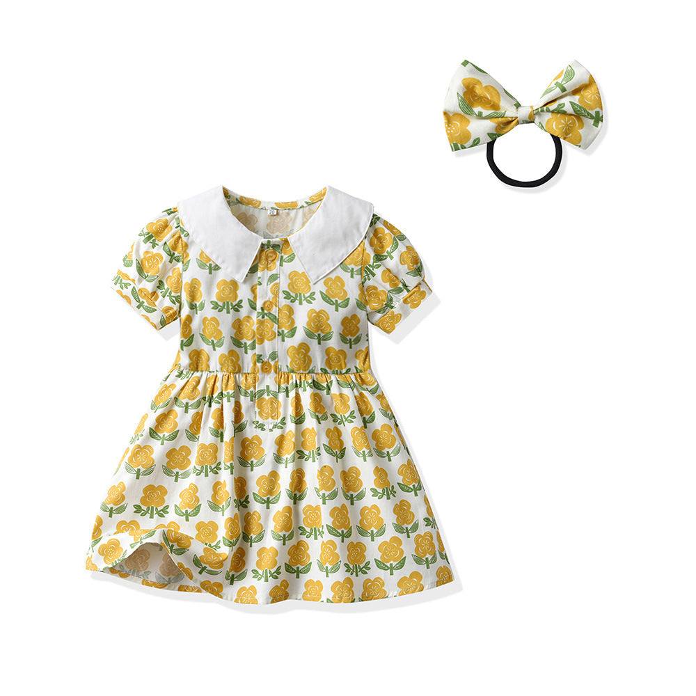Sister and brother outfit, sister and brother outfit, family summer k-style male and female baby short-sleeved shirt, free belt, headband, shortssuit