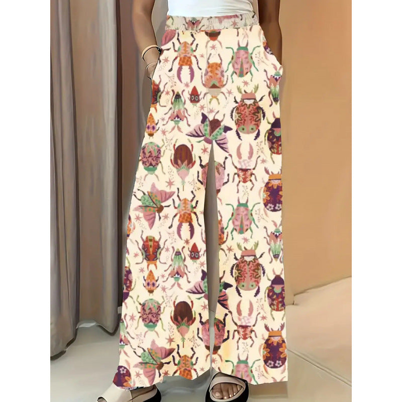 Shipped to europe and the us: -style, flowy, slimming wide-leg pants with a casual floral print, perfect for independent cross-border e-commerce stores