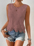 French-style heavy crochet floral camisole - women's summer chic, slimming, sexy outerwear top - elegant style