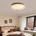 New chinoiserie walnut frame crystal water drop round led ceiling light accessible luxury bedroom master bedroom living room study
