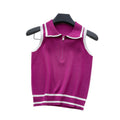 Korean ins summer new arrivalfashioncontrast color lapel knitting shirt vest women's silmslimming lookeasiest for match sleeveless tops