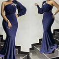 new year's eve bridesmaid dress train evening gown african women's one shoulder long skirt  dress