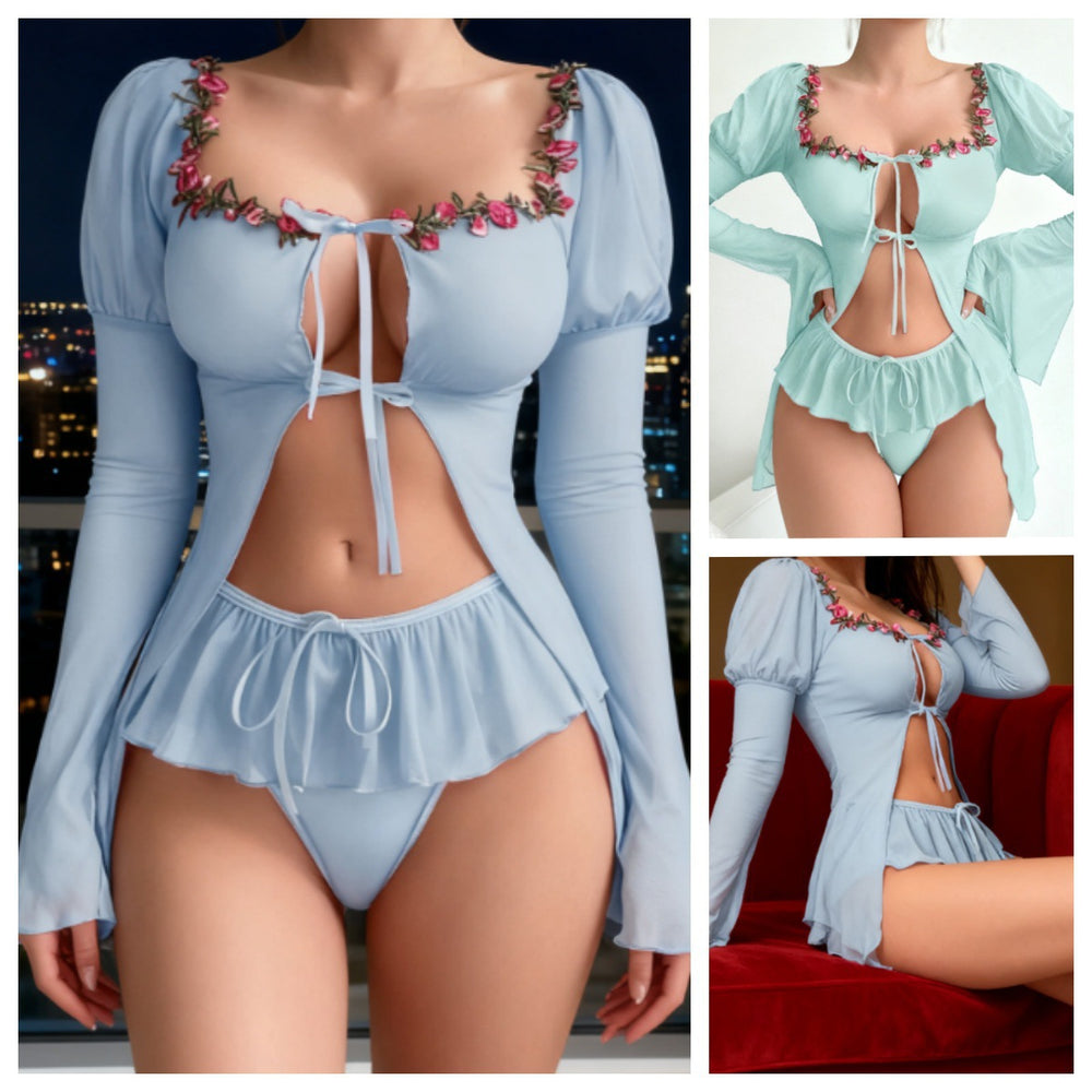Pure desire style cross-border dropshipping women's sexy bikini foreign trade fashion nightgown separates big red black