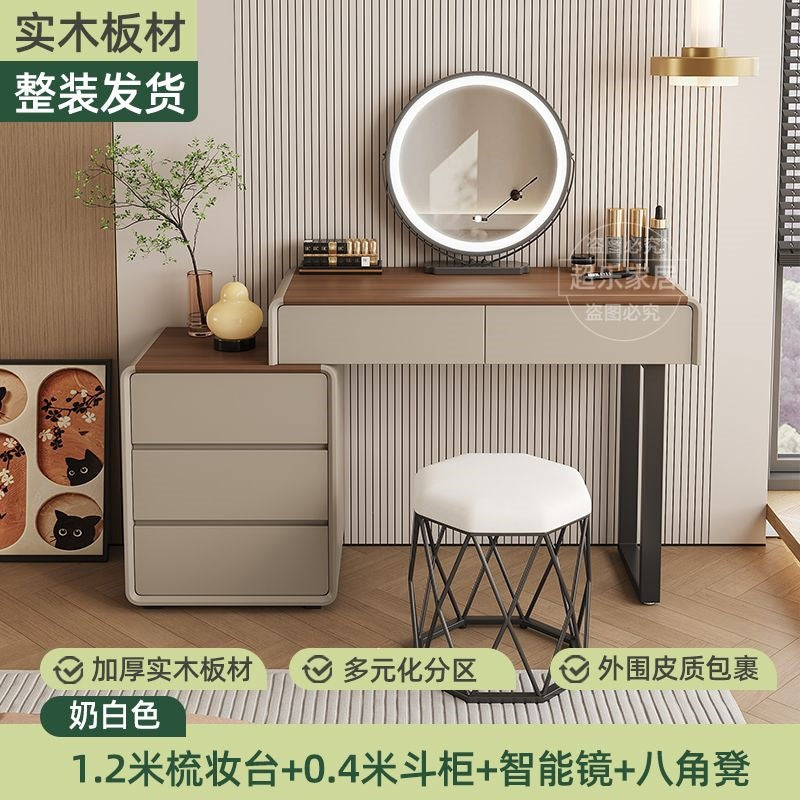 Vanity table bedroom casual walnut color chest of drawers vanity table all-in-one small makeup table retractable makeup table