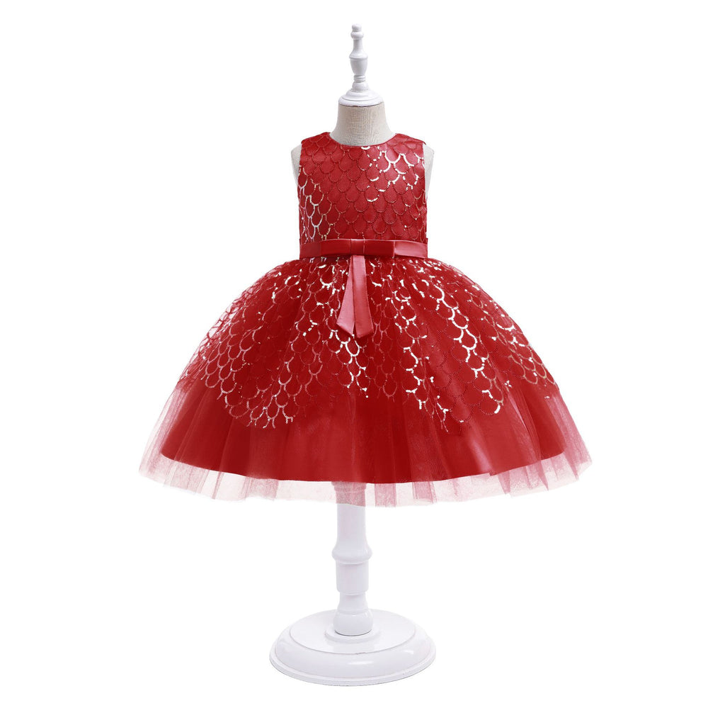 European and american style sequin fish scale princess dress for girls - perfect for flower girls, children's day performances, and piano recitals. baby dress