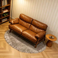 Second-hand style genuine leather sofa frenchretroaccessible luxury house small apartment living room american first-layer cowhide straight row combination