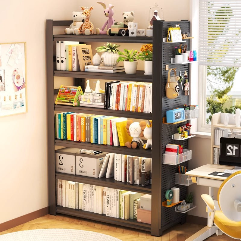 Steel bookshelf floor storage rack - home & kids book organizer, multi-tier wall-mounted storage for living room