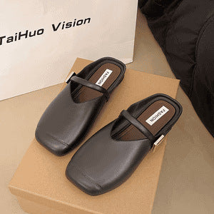 2025 new flat slippers - slip-on, closed-toe, summer, non-slip, fashionable, versatile, lazy mules - wholesale