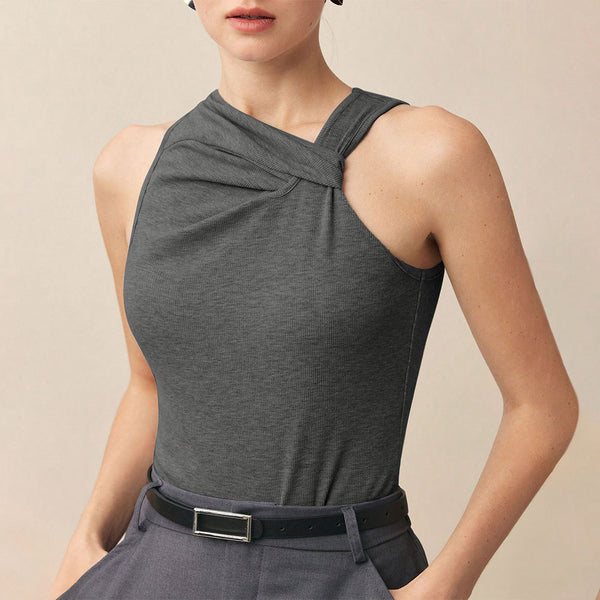 Europe, America and 2025 summer new royal sister style commuting T-shirt fashion high temperament sleeveless top