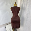 export tweed style sleeveless fine glitter knittingdress women's hot diamond button waist slimming lookknitting short skirt
