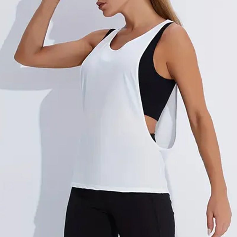 Solid color split yoga top halter loose vest T-word suspender blouse quick-drying breathable breathable quick-drying