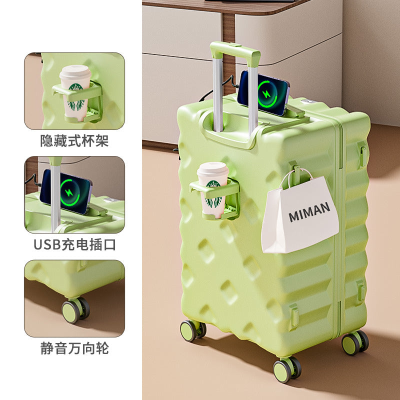 Large-capacity suitcase female 2024 new suitcase 20-inch boarding rod password leather case universal wheel parent-child