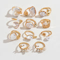 European and american cross-border baroque irregular imitation pearl ring set - vintage french style asymmetrical open knuckle jewelry
