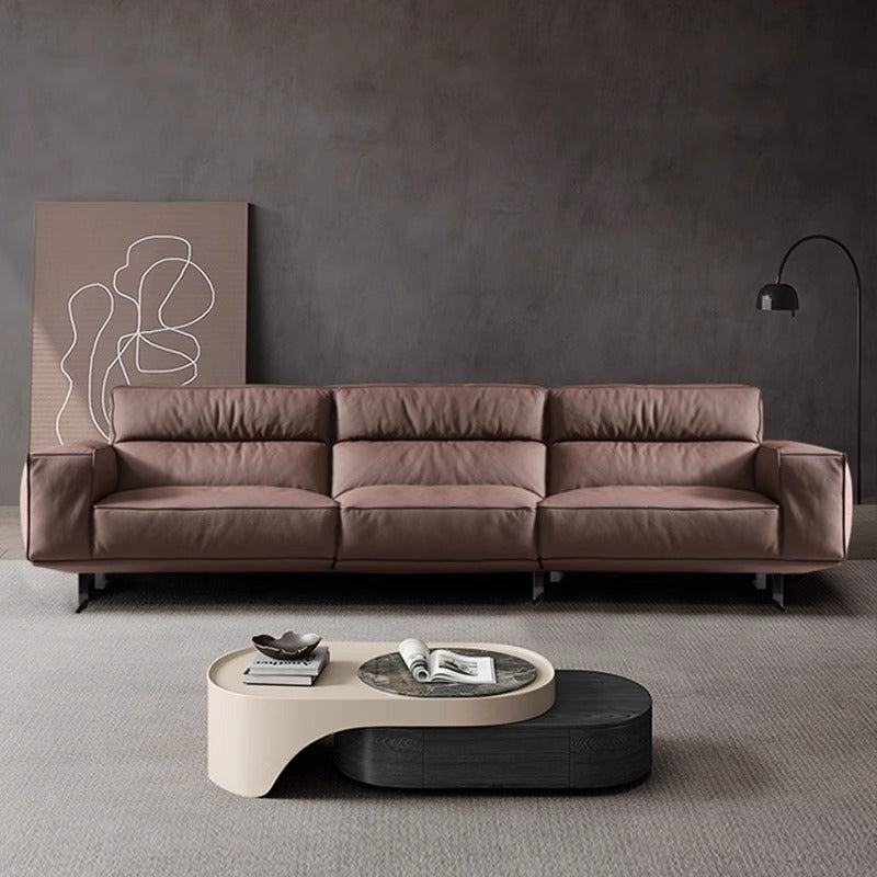 Source factory living room leather sofa italian normcore high back straight row genuine leather sofa small apartment high-foot sofa