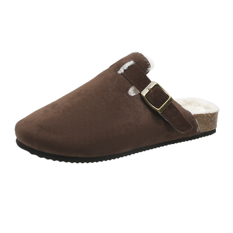 Plus size women's cork bottom slippers cross-border export baotou half slippers birkenstock shoes soft bottom roman shoes 35-46 wholesale