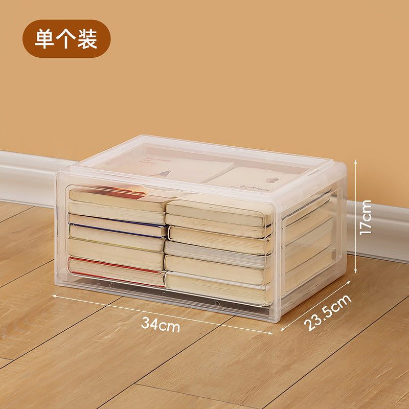 Flip book box Desktop foldable storage box Student books Book storage box Can be stacked with transparent storage box
