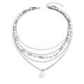 European and american cross-border retro french faux pearl necklace for women, multi-layered stackable fashionable ins style light luxury clavicle chain accessories