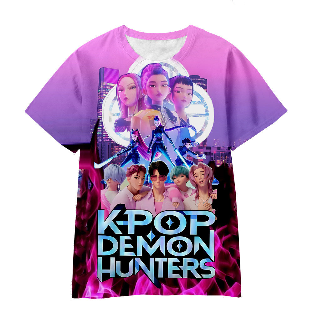 Witcher boy group 3d digital printing cross-border overseas casual loosefashion t-shirt k-pop girls t-shirt