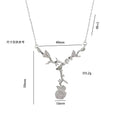 [titanium steel] gorgeous full diamond rose copper inlaid zirconium necklace light luxury niche high-end collarbone chain earrings set